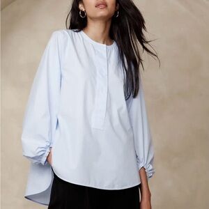 Banana Republic Women’s Adilah Light Blue Cotton Poplin Relaxed Fit Blouse Sz SP